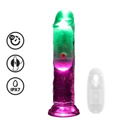 Realrock by shots LED Vibrerende Rechte Penis - 6 / 15 cm - Transparant (8714273059604)