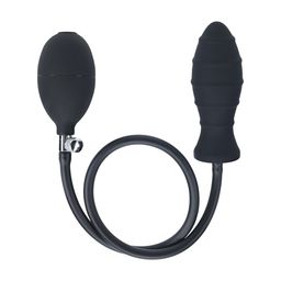 Levelz by shots Geribbelde Opblaasbare Siliconen Anale Plug - Zwart (8714273068309)