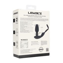 Levelz by shots Dual Vibrating Remote Rotating Beads Silicone Prostate Stimulator with Cock and Ball Ring - Black (8714273068163)