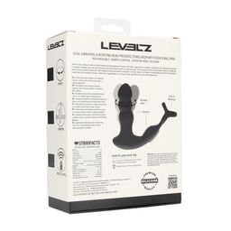Levelz by shots Dual Vibrating Remote Rotating Head Silicone Prostate Stimulator with Cock and Ball Ring - Black (8714273068187)