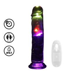 Realrock by shots LED Vibrating Straight Cock - 8 / 20 cm - Transparent (8714273059642)