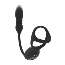 Levelz by shots Vibrerende en Duwende Silicone Tri O Cockring met Prostaat Stimulator - Zwart (8714273067814)