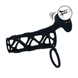 Levelz by shots Vibrerende Kooi Silicone Penis Huls en Balring - Zwart (8714273067296)