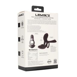 Levelz by shots Drievoudige Motor Vibrerende Siliconen Cockring - Zwart (8714273067715)