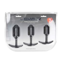 Levelz by shots Siliconen Gewogen Anale Plug Trainingsset van 3 - Zwart (8714273064585)