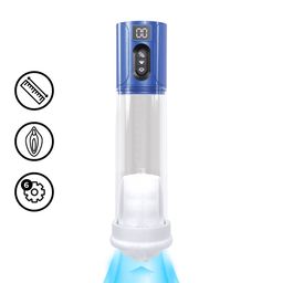 Pumped by shots MaxLift - 7 Function Suction Masturbator Pump - Metallic Blue (8714273061447)