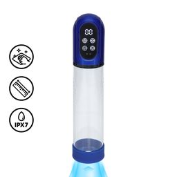 Pumped by shots Engage - Automatische Waterdichte Penis Pomp en Masturbator - Metallic Blauw (8714273059512)