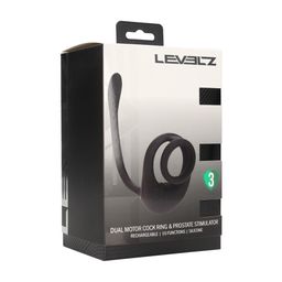 Levelz by shots Dubbele Motor Siliconen Cockring met Prostaat Stimulator - Zwart (8714273067852)