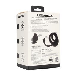 Levelz by shots Dubbele Motor Siliconen Cockring met Prostaat Stimulator - Zwart (8714273067852)