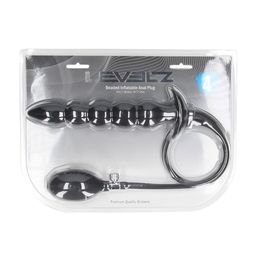 Levelz by shots Kralen Opblaasbare Siliconen Anale Plug - Zwart (8714273068354)