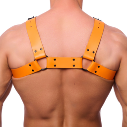 Red leather Bulldog Leren Harnas - S/M - Oranje (3662811692453)