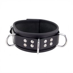 Red leather Leren Ketting 3 D Ringen - Zwart (3701019809642)