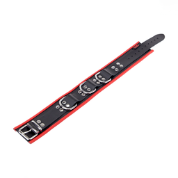 Red leather Leren Ketting 3 D Ringen - Rood/Zwart (3701019809659)