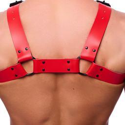 Red leather Bulldog Leren Harnas - L/XL - Rood (3662811692361)