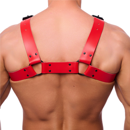 Red leather Bulldog Leren Harnas - S/M - Rood (3662811692354)