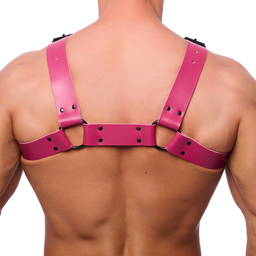 Red leather Bulldog Leren Harnas - S/M - Roze (3662811692439)