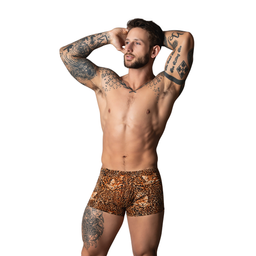 Male power Pouch Short met Zwarte Cockring - S - Bruin Luipaard (845830095600)