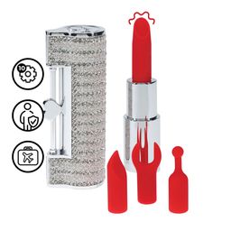 Loveline by shots Angel - Lipstick Vibrator with 4 Attachments - Clear (8714273069955)