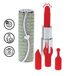 Loveline by shots Candy - Lipstick Vibrator with 4 Attachments - Green (8714273069993)