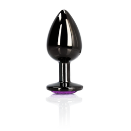 Ouch! by shots Heart Gem Butt Plug - Medium - Gunmetal/Amethist Paars (8714273493415)