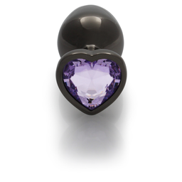 Ouch! by shots Heart Gem Butt Plug - Medium - Gunmetal/Amethist Paars (8714273493415)