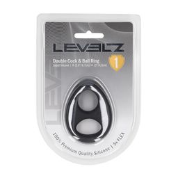 Levelz by shots Dubbele Vloeibare Siliconen Penis- en Balring - Zwart (8714273063564)