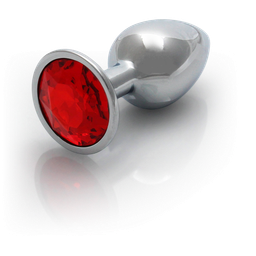 Ouch! by shots Ronde Gem Butt Plug - Klein - Zilver/Ruby Rood (8714273533593)