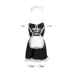 S-line by shots Frans Maids Kostuum - S/M - Zwart (8714273038968)