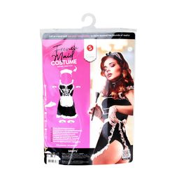 S-line by shots Frans Maids Kostuum - S/M - Zwart (8714273038968)