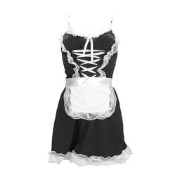 S-line by shots Frans Maids Kostuum - S/M - Zwart (8714273038968)