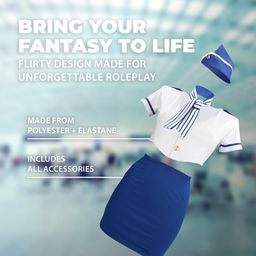 S-line by shots Stewardess Kostuum - S/M - Blauw/Wit (8714273038999)