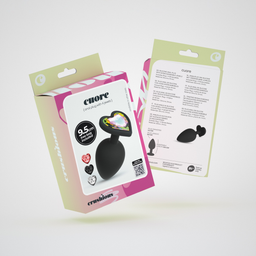 Crushious Cuore - Anale Plug met Vier Verwisselbare Edelstenen - Groot - Zwart (7403254158481)