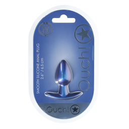 Ouch! by shots Zachte Siliconen Anale Plug - Klein - 2,6 / 6,5 cm - Metallic Blauw (8714273056825)