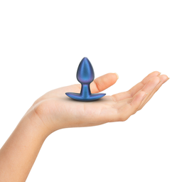 Ouch! by shots Zachte Siliconen Anale Plug - Klein - 2,6 / 6,5 cm - Metallic Blauw (8714273056825)