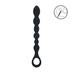 Levelz by shots Kralen Slang Silicone Anale Probe met Lus - Zwart (8714273066718)