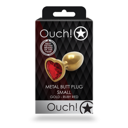 Ouch! by shots Hartvormige Edelpunt - Klein - Goud/Rood (8714273492920)