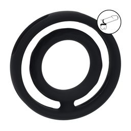 Levelz by shots Classic Grooved Silicone Penis- en Ballenring - Zwart (8714273063502)
