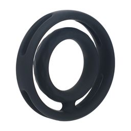 Levelz by shots Classic Grooved Silicone Penis- en Ballenring - Zwart (8714273063502)