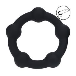 Levelz by shots Kralen Siliconen Cockring - L - 45mm - Zwart (8714273062567)