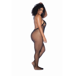 Mapalé Halter en Kralenloze Bloemen Bodystocking - Koninginneformaat - Zwart (190602203869)