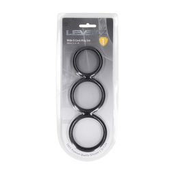 Levelz by shots Wide O Silicone Cockring Set van 3 - L/XL/XXL - Zwart (8714273062123)