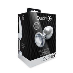 Ouch! by shots Ronde Edelsteen Butt Plug - Groot - Zilver/Diamant (8714273533647)