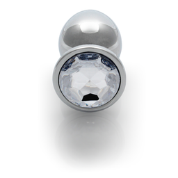 Ouch! by shots Ronde Edelsteen Butt Plug - Groot - Zilver/Diamant (8714273533647)