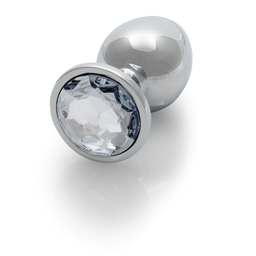 Ouch! by shots Ronde Edelsteen Butt Plug - Groot - Zilver/Diamant (8714273533647)