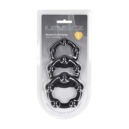 Levelz by shots Kralen Silikon Cockring Set van 3 - S/M/L - Zwart (8714273062611)