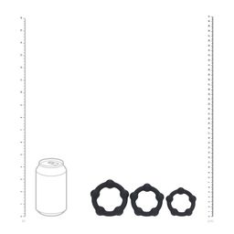 Levelz by shots Kralen Silikon Cockring Set van 3 - S/M/L - Zwart (8714273062611)