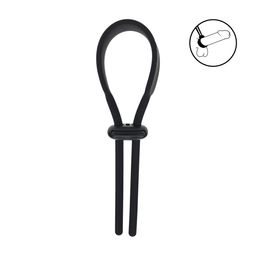 Levelz by shots Brede Verstelbare Siliconen Lasso Cockring - 5mm - Zwart (8714273063977)