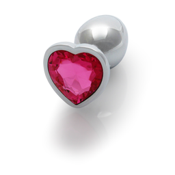 Ouch! by shots Hartje Gem Buttplug - Klein - Zilver/Rubelliet Roze (8714273533654)