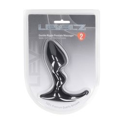 Levelz by shots Dubbele Ripple Siliconen Prostaat Massager - Zwart (8714273066305)