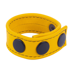 Red leather Cocky - Verstelbare Leren Cockring - Geel (3662811297146)